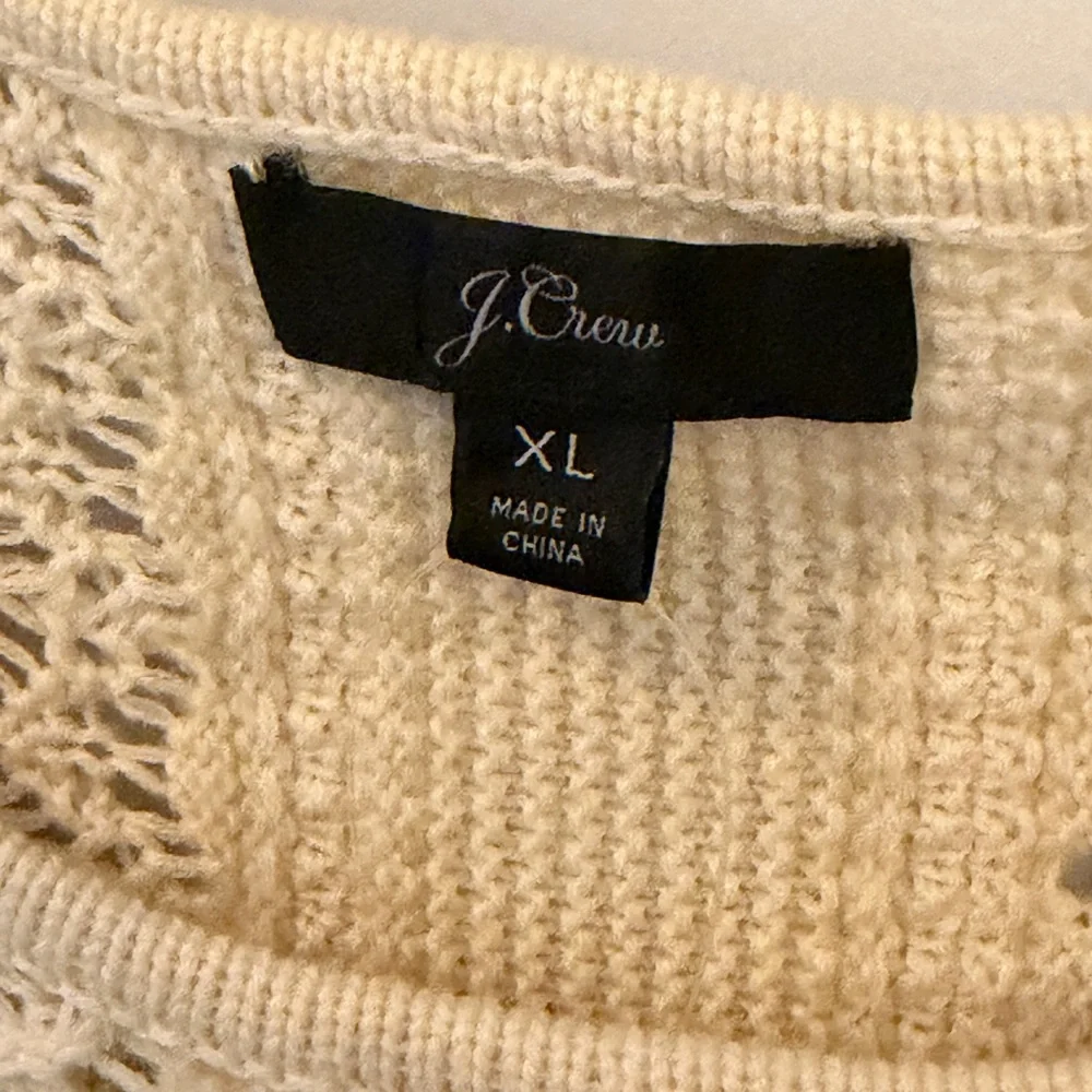 NWT J. Crew Ivory Knit Sleeveless Tank w Crochet Detail - Picture 3 of 4